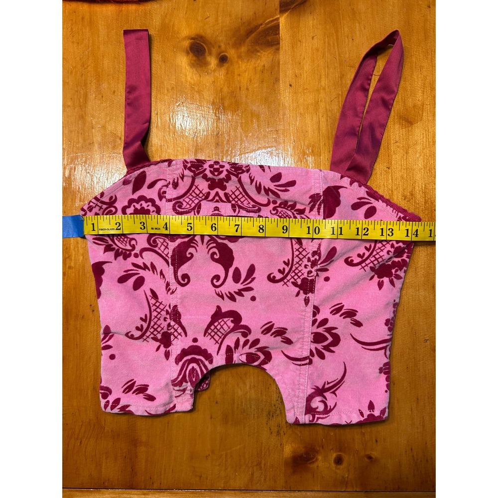 UO Y2K Whimsigoth Fairy Grunge Pink Butterfly Flocked Corset Crop Top Damask - Picture 5 of 9